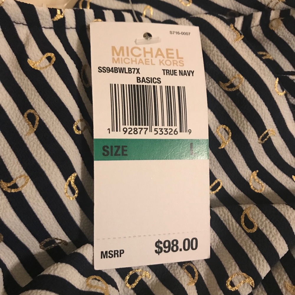 New Michael Kors Stripe & Paisley Printed Blouse - Picture 4 of 7